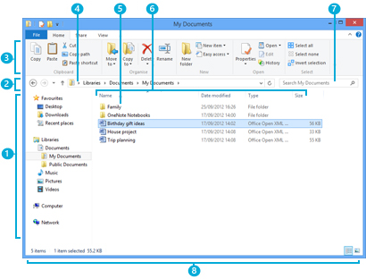 Learn About the Different Parts of File Explorer Window on Windows 8 - techinfoBiT