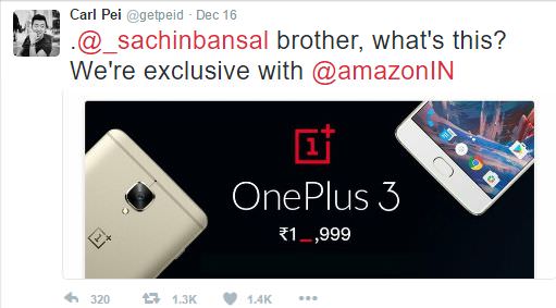 Flipkart Is Offering OnePlus 3 at Rs. 18,999 - Big Shopping Days Sale-Indian-Tech-Blog-Blogger-India